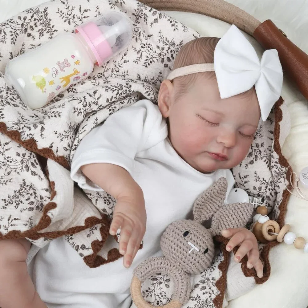 🆕20inch Soft Cloth Body Newborn Baby Doll Moonbeam Ribbon Angel Sleeping Girl
